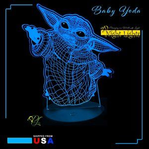 3D Illusion Night Light Yoda Baby Mandalorian Lamp